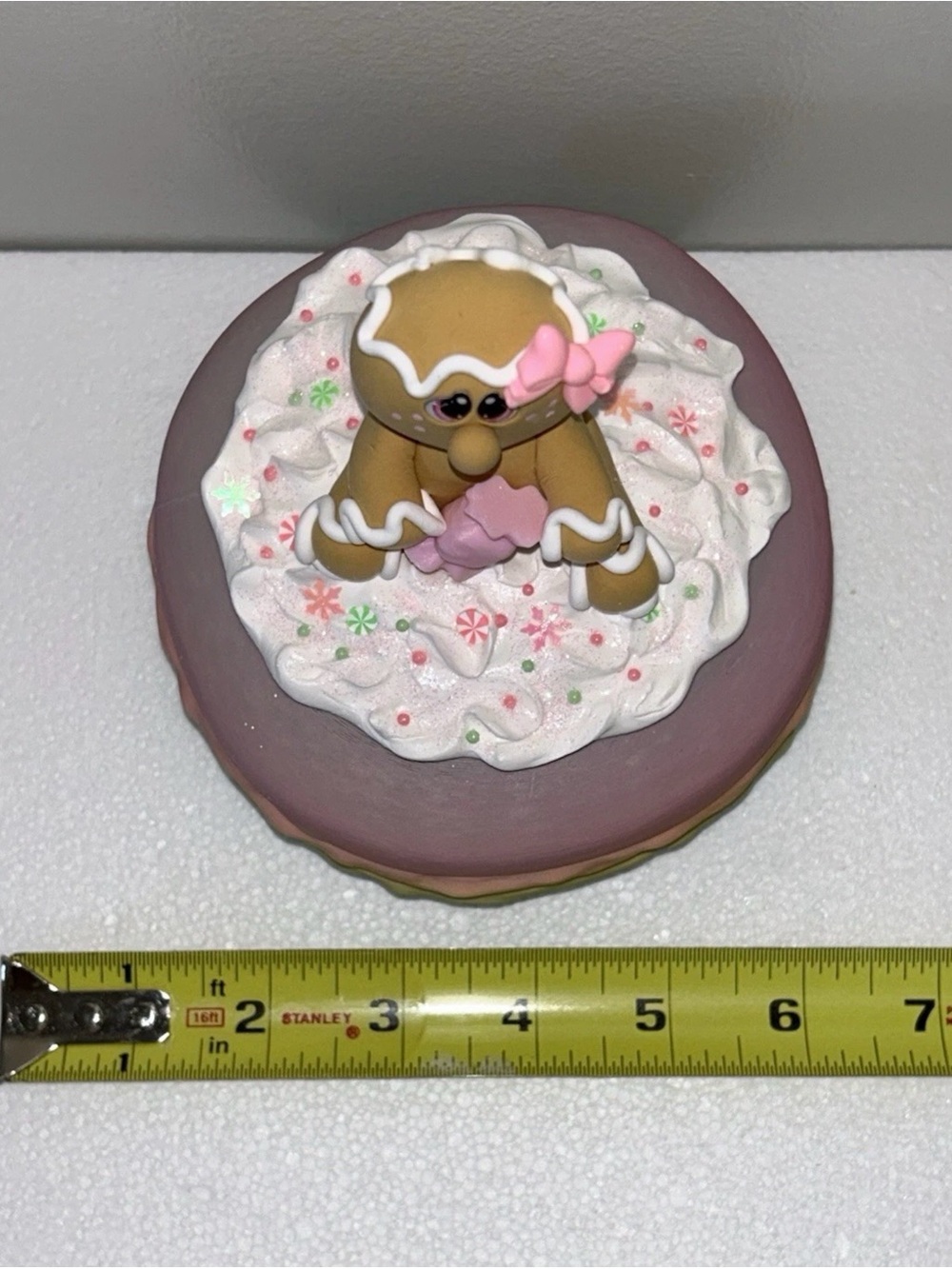 Rainbow 3d Printed Macaron Decor with Pink-Accented Fake Gingerbread Handmade - Picture 2 of 3